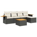 vidaXL Salon de jardin 6 Pièces avec coussins noir résine tressée