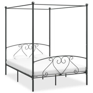 vidaXL Cadre de lit à baldaquin sans matelas gris métal 160x200 cm