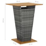 vidaXL Ensemble de bar de jardin 5 Pièces et coussins Résine tressée Gris