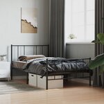 vidaXL Cadre de lit métal avec tête de lit/pied de lit noir 90x200 cm