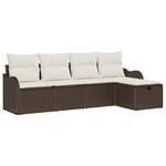 vidaXL Ensemble de canapé de jardin 5 Pièces Marron Poly rotin