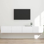 vidaXL Meuble TV mural 2 Pièces Blanc Brillant 60 x 31 x 29.5 cm