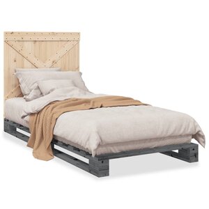 vidaXL Cadre de lit sans matelas gris 90x200 cm bois de pin massif