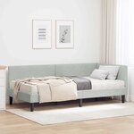 vidaXL Cadre de lit d'angle avec matelas 2 Pièces Gris clair Velours