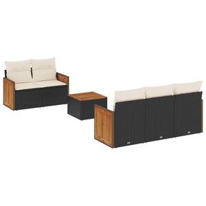 vidaXL Salon de jardin 6 Pièces avec coussins noir résine tressée