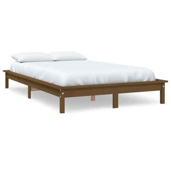 vidaXL Cadre de lit sans matelas marron miel 140x200 cm bois massif