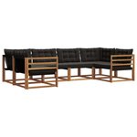 vidaXL Ensemble de canapés d'extérieur 6 pc Naturel et Noir