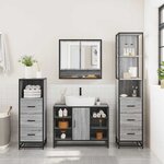 vidaXL Ensemble de meubles de salle de bain 4 Pièces sonoma gris