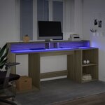 vidaXL Bureau avec lumières LED chêne sonoma bois d'ingénierie