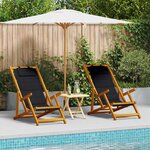 vidaXL Chaise de plage avec coussin 2 Pièces Marron 61.5 x 123 x 82cm