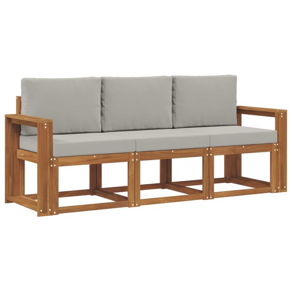 vidaXL Ensemble de canapés d'extérieur 3 pc Gris Naturel et Clair