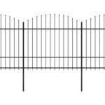 vidaXL Clôture de jardin à dessus en lance Acier (1 5-1 75)x6 8 m Noir