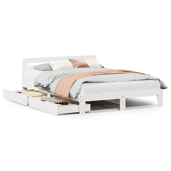 vidaXL Cadre de lit sans matelas blanc 120x200 cm bois de pin massif