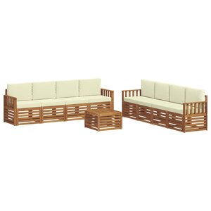 vidaXL Ensemble de canapés d'extérieur 9 pc Naturel et Crème