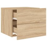 vidaXL Table de chevet murale avec lumières LED chêne sonoma