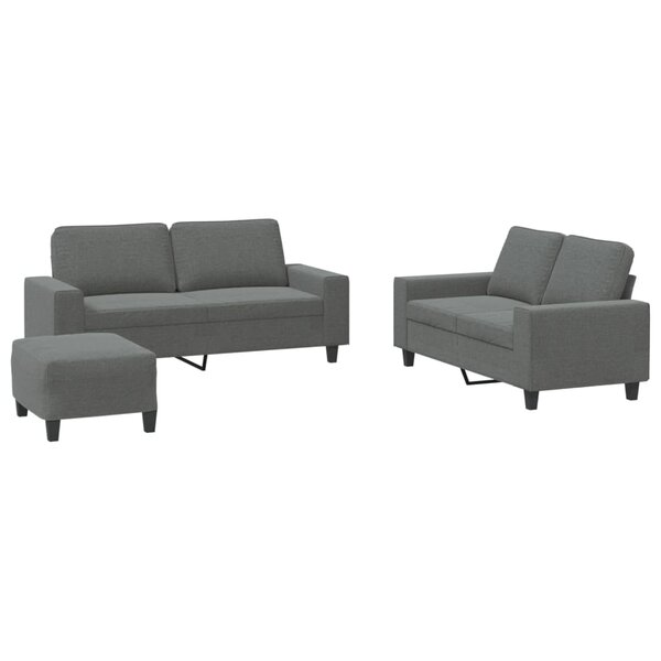 vidaXL Ensemble de canapés 3 Pièces gris foncé tissu