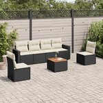 vidaXL Salon de jardin 7 Pièces avec coussins noir résine tressée