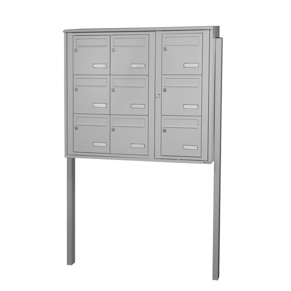 Bloc collectif Leabox 3x3 grade 3 simple face extérieur fixation sur pieds à sceller gris clair ral 7035 finition brillante