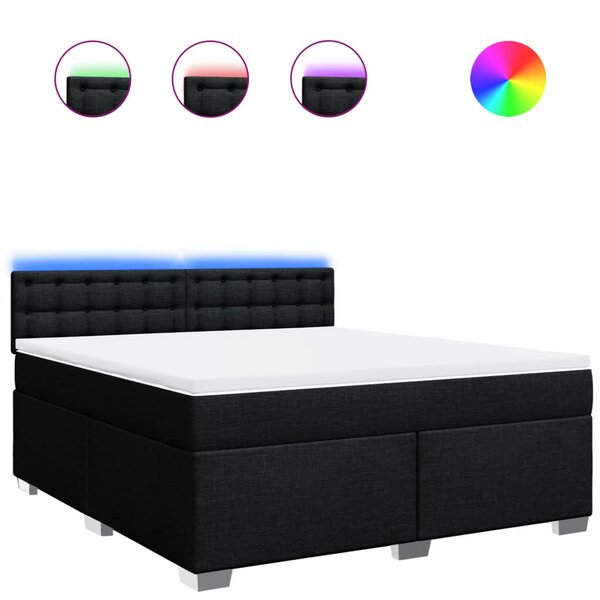 vidaXL Sommier à lattes de lit avec matelas Noir 180x200 cm Tissu