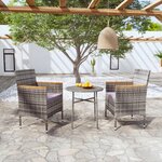 vidaXL Ensemble à manger de jardin 3 Pièces Résine tressée Gris