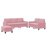 vidaXL Ensemble de canapés 3 Pièces avec coussins Rose Velours