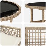 vidaXL Ensemble de Dîner de Jardin de 3 Pièces en Rotin Beige