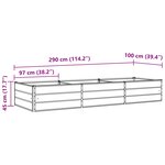 vidaXL Jardinière Anthracite 195 x 100 x 45 cm Acier galvanisé
