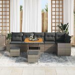 vidaXL Ensemble de canapé de jardin 9 Pièces Gris Poly Rattan