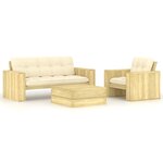 vidaXL Salon de jardin 3 Pièces avec coussins bois de pin imprégné