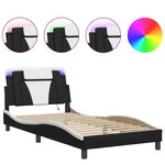 vidaXL Cadre de lit Viana avec LED sans matelas noir et blanc 100x200 cm