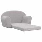 vidaXL Canapé-lit enfants 2 places gris clair peluche douce