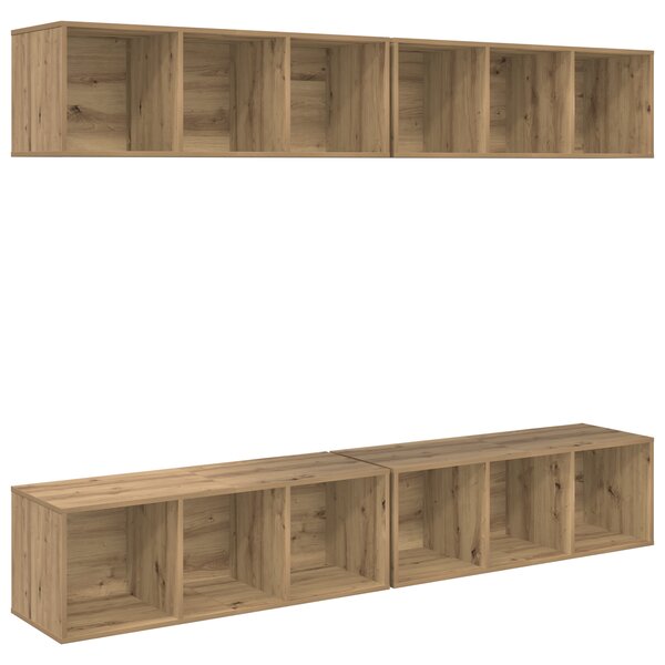 vidaXL Meuble TV mural 4 Pièces chêne artisanal Bois stratifié