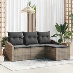 vidaXL Ensemble de canapé de jardin 4 Pièces Gris Poly rotin