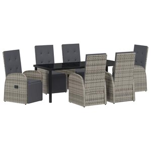 vidaXL Ensemble de salle à manger pour jardin 7 Pièces Gris polyrotin