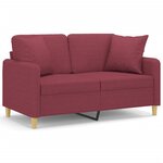 vidaXL Canapé 2 places avec oreillers bordeaux 120 cm tissu