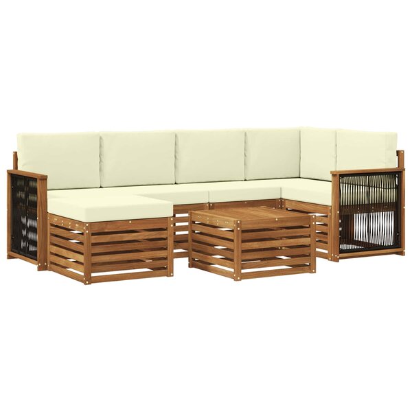 vidaXL Ensemble de canapé d'angle avec coussin 6 Pièces Naturel et Crème