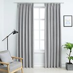 vidaXL Rideaux occultants avec crochets 2 Pièces Gris 140x175 cm