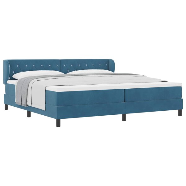 vidaXL Lit à ressorts avec matelas Bleu foncé 200 x 200 cm Velours