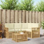 vidaXL Ensemble de canapés d'extérieur 5 pc Blanc et crème Polyester