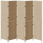 vidaXL Paravent 5 panneaux pliable beige 245x180 cm en poly rotin