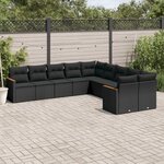 vidaXL Salon de jardin 10 Pièces avec coussins noir résine tressée