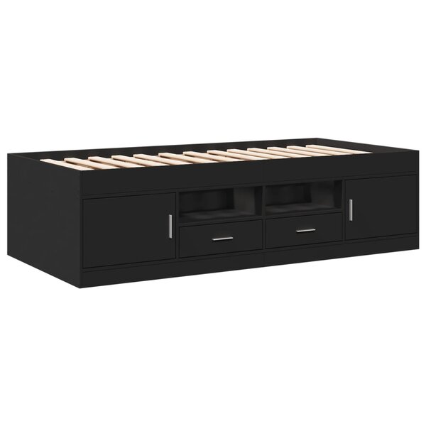 vidaXL Lit de jour avec tiroirs noir 75x190 cm bois d'ingénierie