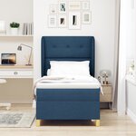 Lit à ressorts vidaXL avec matelas Bleu 100x200 cm en tissu