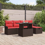 vidaXL Ensemble de canapé de jardin 6 Pièces Marron Poly rotin