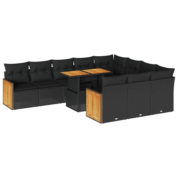 vidaXL Ensemble de canapés de jardin 11 Pièces et coussins rotin acacia