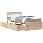 vidaXL Lit avec tiroirs et matelas 90x200 cm bois massif de pin