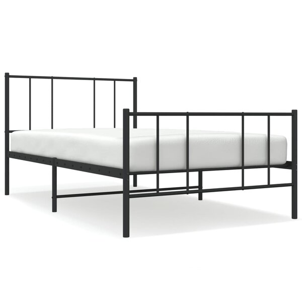 vidaXL Cadre de lit métal avec tête de lit/pied de lit noir 100x190 cm