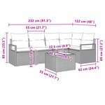 Canapé de jardin 6 pièces avec coussins beige poly rotin