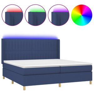 vidaXL Sommier à lattes de lit matelas et LED Bleu 200x200 cm Tissu