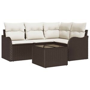 vidaXL Ensemble de canapé de jardin avec coussin 5 Pièces Gris Poly rotin